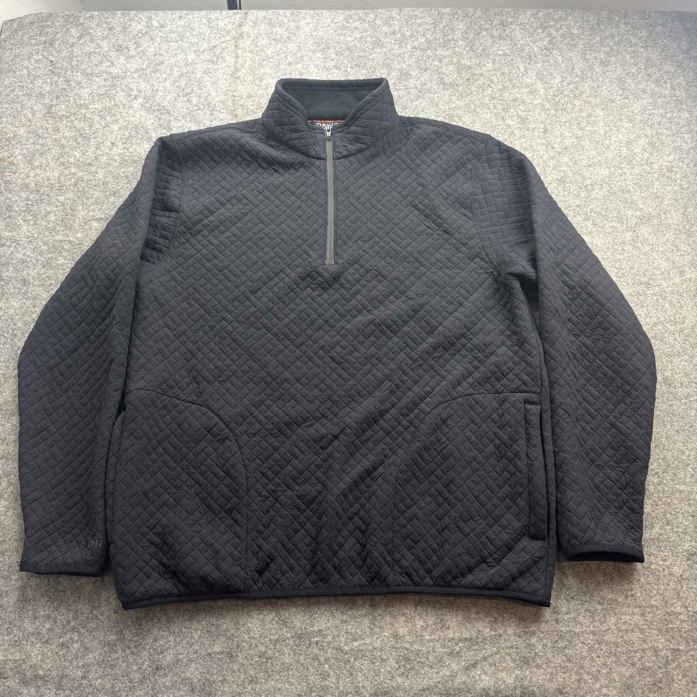Orvis Quilted 1/4 Zip Sweater Mens Large Black Performance Stretch Pullover